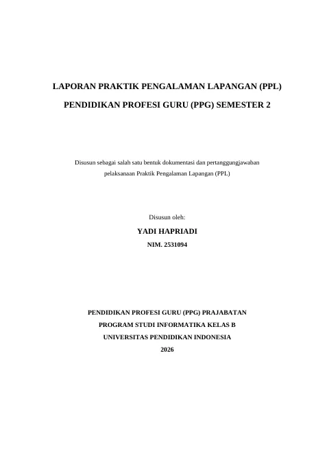Sampul laporan PPL Semester 2